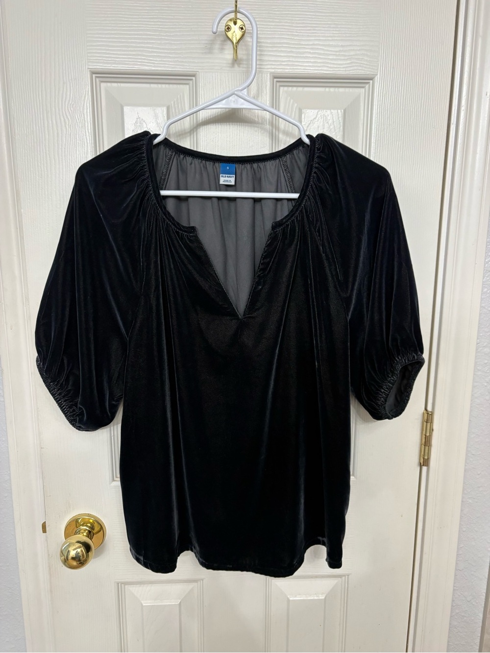 Black Velvet Peasant Top